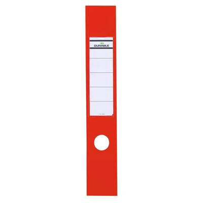 Image of Durable Ordofix Self Adhesive Spine Labels Ideal for Lever Arch Files and Folders Red Pack of 10 60 mm Width