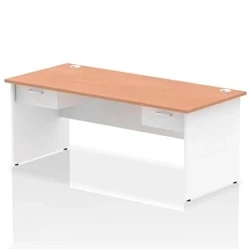 Image of Impulse 1800x800 Desk Beech/White Panel End 2x1 Drawer Fixed Ped