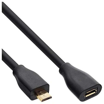 Image of InLine Micro USB Extension Cable 2.0 B Male to Female black 2