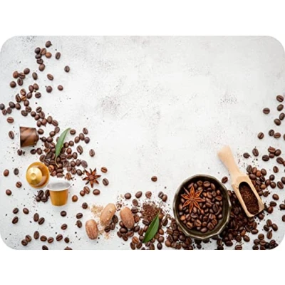 Image of Coffee Beans Glass Worktop Saver/Protector Kitchen Cutting Board by Pearl (40 x 30cm)