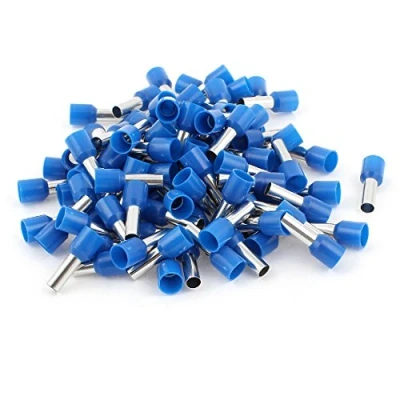Image of sourcing map 100 Pcs 10mm2 Crimp Insulated Bootlace Ferrule Terminal Blue