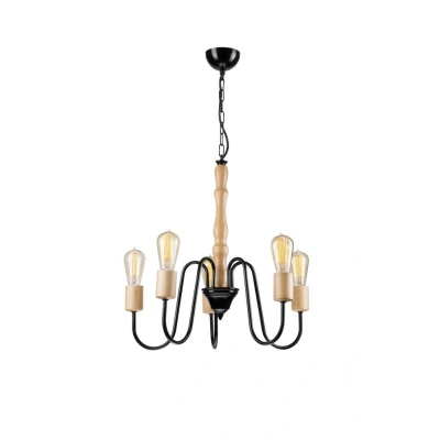 Image of Norah Industrial Multi Arm Pendant Ceiling Light Black, 5x E27