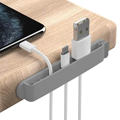 Image of PZOZ 3 Pack Cable Clips Management Organiser Cord Holder Self Adhesive Desk Wire Tidy for Phone Charging Home Office (Gray)