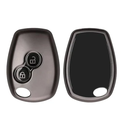 Image of kwmobile Key Cover Compatible with Renault Dacia 2 Button Car Soft TPU Fob Protector Case Black Matte/Black
