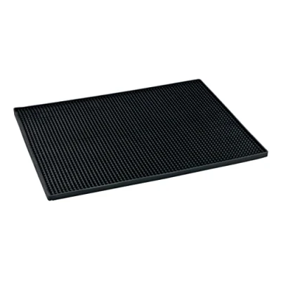 Image of WENKO Dish draining mat Maxi, extra large rubber with studded texture for drying dishes &amp; glasses, sink made of high quality plastic, dishwasher safe, 40 x 30 cm, black