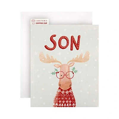 Image of Hallmark Croppers CupCycled Christmas Card for Son Cute Reindeer Design