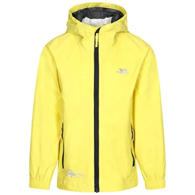 Image of Trespass Qikpac Jacket, Yellow, 5/6, Compact Packaway Waterproof Jacket Kids Unisex, Age 5 6, Yellow