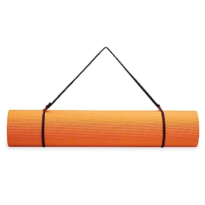 Image of Gaiam Essentials Premium Yoga Mat with Carrier Sling, Orange, 72 InchL x 24 InchW 1/4 Inch Thick