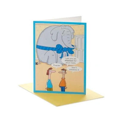 Image of UK Greetings Birthday Card for Him/Friend Funny Elephant In The Room Design