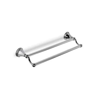 Image of Croydex QM202841 Westminster Wall Mounted Double Towel Rail with Zinc Alloy Construction, Chrome, Silver