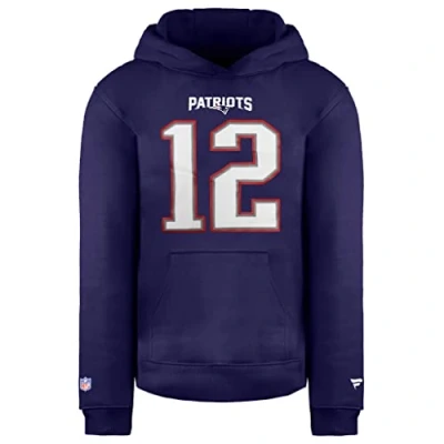 Image of Fanatics Mens NFL New England Patriots Tom Brady Jumper Name Number Hoodie Navy Cotton Size Small