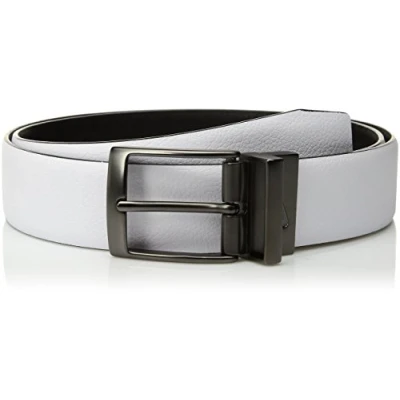 Image of Nike Men&#039;s Standard Pebble Feather Edge Reversible Belt, white/black, 34