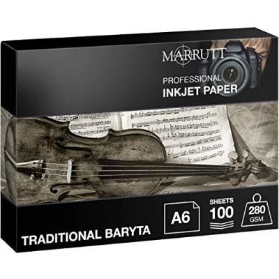 Image of Marrutt 280gsm Traditional Baryta Hi White Semi Gloss Inkjet Photo Paper: A6 100 Sheets