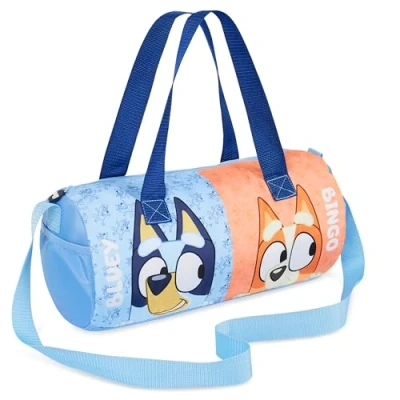 Image of Bluey Sports Bag, Spacious Weekend Bag Duffel Holdall with Zipped Pockets, Travel Essentials, Sports, Dance (Blue)