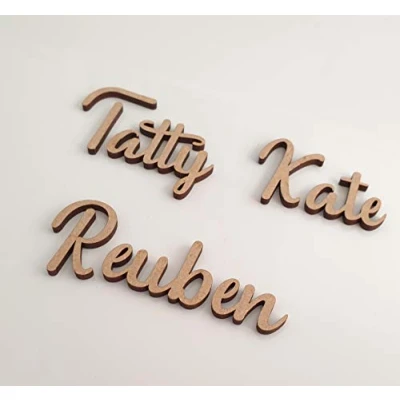 Image of Personalised Wooden Script Names Letters Words MDF Font Box Wall Gift Book Art Wood