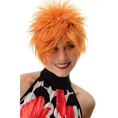 Image of Wig ME UP BLUE144 T2735 Lady Quality short naughy spiky 80s style teased Wave Punk orange