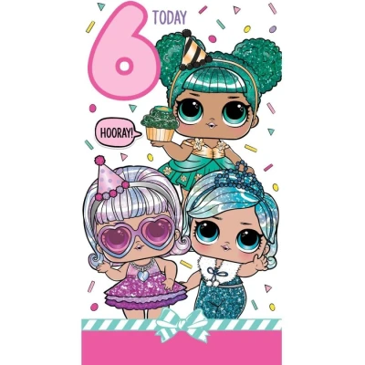 Image of Danilo Promotions LTD Happy 6th Birthday Card LOL Surprise, 9 x 5