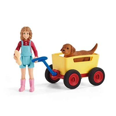 Image of Schleich 42543 Farm World Puppy Wagon Ride