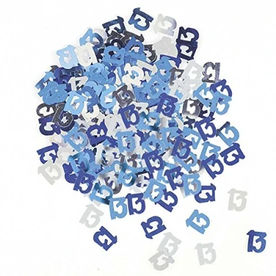 Image of 14g Blue &amp; Silver 13th Birthday Confetti Foil Metallic Glitz Table Scatter Sprinkles Age Bday Party Decorations