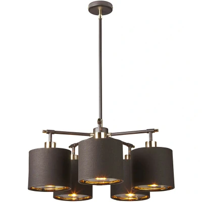 Image of Balance 5 Light Multi Arm Ceiling Pendant Brown, Polished Brass, E27