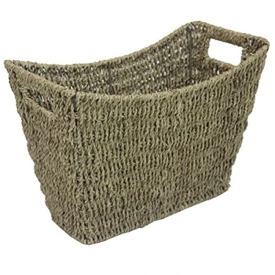 Image of JVL Seagrass Newspaper Magazine Storage Rack, Brown