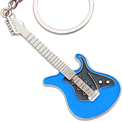 Image of keepdrum Electric Guitar Keyring Metal Blue