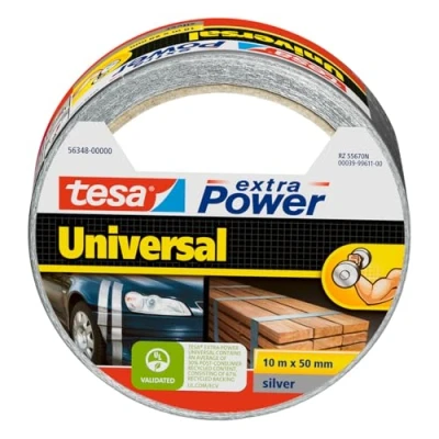 Image of tesa extra Power Universal Fabric Reinforced Duct Tape for Repairing, Fastening, Bundling, Reinforcing or Sealing Grey 10 m x 50 mm