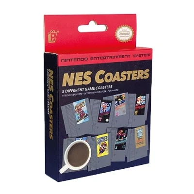 Image of Nintendo NES Cartridge Retro Drink Coasters for Gamers Officially Licensed, Featuring Donkey Kong, Legend of Zelda, Super Mario, and More Classic Games, Set 8 Paladone