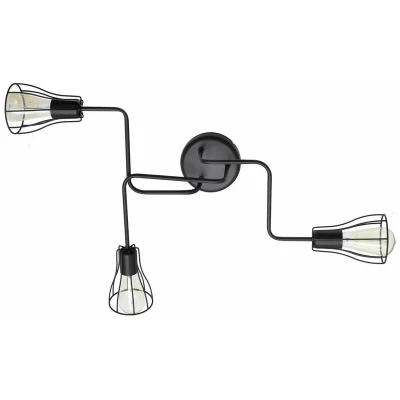 Image of Tube Multi Arm Semi Flush Ceiling Light Black 82cm