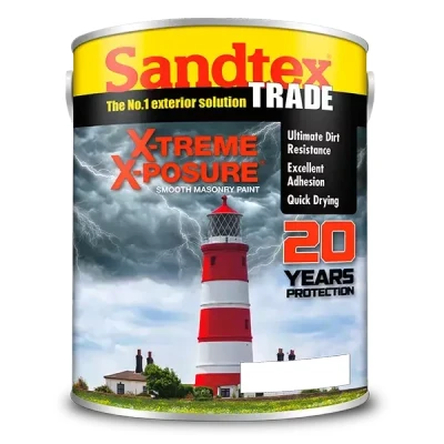 Image of Sandtex Trade X Treme Posure Smooth Masonry Paint, Brilliant White 5L