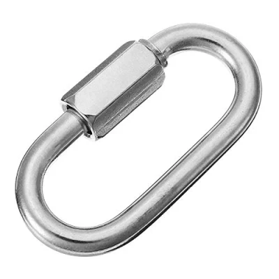 Image of Constrabo® 1x Oval Quick Link Carabiner Stainless Steel AISI 316 (V4A) 9mm Ø Screw with 1300kg Lifting Capacity Carabiner, Keychain Buckle, Chain, Chain Connector