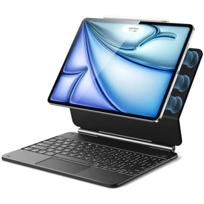 Image of ESR iPad Keyboard Case for Air 13(2024), Pro 12.9 inch (3rd, 4th, 5th, 6th Generation), Easy Set Floating Cantilever Stand, Precision Multi Touch Trackpad, Color Backlit Keys, Black