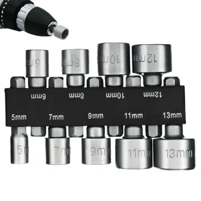 Image of 9PCS Screwdriver Bits Sets,5 13mm Hex Shank Nut Setter Driver,1/4 inch Setter, Quick Change Metric Driver Set, Impact Socket Adapter