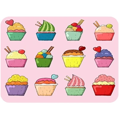 Image of Cup Cakes Glass Worktop Saver/Protector by Pearl (30 x 22cm Small)