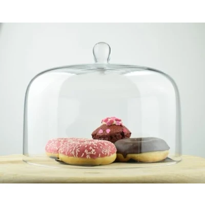 Image of EMH Handmade Glass Display Cover Cloche Bell Dome With Knob Tall 21 cm x 28