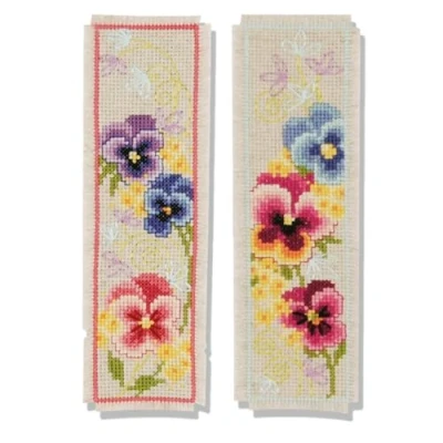 Image of Vervaco Counted Cross Stitch Bookmark Kit: Violets Set of 2, NA, 6 x 20cm