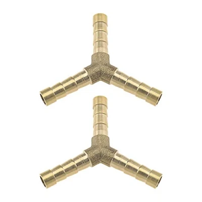 Image of Be In Your Mind 2Pcs 10mm Barb Brass Hose Fitting Y Shaped 3 Way Joiner Pipe Connector Adapter 3/8Inch Gold for Air Water Fuel Oil Gas