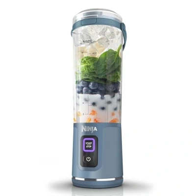 Image of Ninja Blast Portable Blender, 530ml, Leakproof Lid &amp; Sip Spout, Powerful Cordless Mini Rechargeable, Smoothies, Protein Shakes, Blends Ice Frozen Fruit, Denim Blue, BC151UKNV