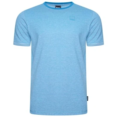 Image of Bench Mens Malen Crew Neck Short Sleeve Knitted T Shirt Tee Ocean Blue M