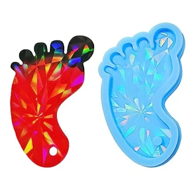 Image of NVOQILIN Small Foot Jewelry Making Tool Epoxy Mould Handmade Crafts Keychain Pendant Decorations Resin Silicone Mold
