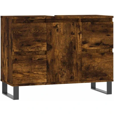 Image of vidaXL Bathroom Cabinet Smoked Oak 80x33x60 cm Engineered Wood