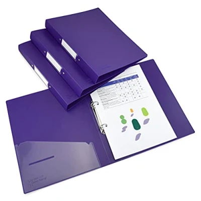 Image of Rapesco 1663 Germ Savvy Antibacterial, A4 2 Ring PP Binder, 35 mm Spine, Purple, Set of 4
