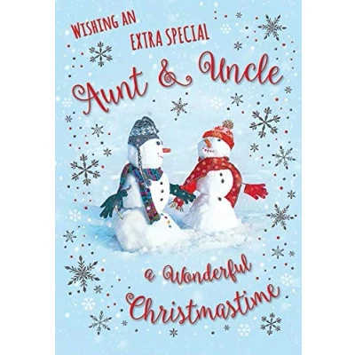 Image of Piccadilly Greetings Traditional Christmas Card Aunt &amp; Uncle 9 x 6 inches