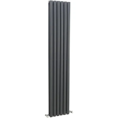 Image of Hudson Reed HLA77 Revive Modern Bathroom Vertical Designer Double Panel Radiator, 1800mm x 354mm, Anthracite