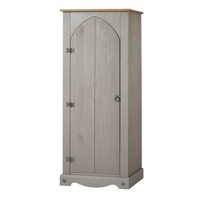Image of Home Source Corona Grey Storage Cupboard Solid Pine 1 Door