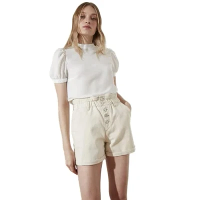 Image of Trendyol Women Care High Waist Wide Leg Regular fit Shorts Ecru