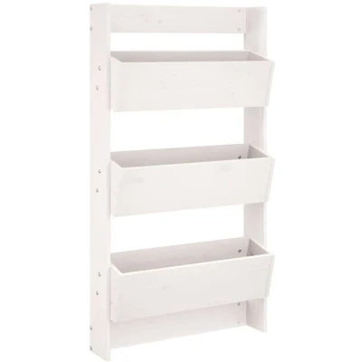 Image of vidaXL Wall Planter 3 Tier 60x18.5x110 cm White Solid Wood Pine