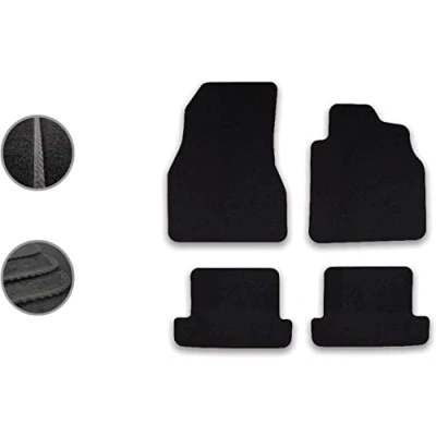 Image of Car Mats Compatible with Renault Megane Cc (2002 2008) Tailored Fit Black Carpet Floor Set Accessory Custom 4 Pieces Anti Slip Backing &amp; Binding Trim Edge