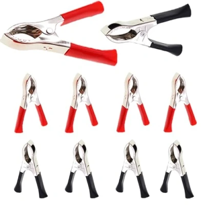 Image of 10 Pack 100A Jump Lead Clamps Heavy Duty Pure Copper Crocodile Alligator Clips Car Booster Cable Battery for Auto (2 Pcs Red + 2 Black) (Ten, 10)