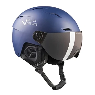 Image of Black Crevice Kirchberg Ski Helmet with Visor Navy, M (54 57 cm)